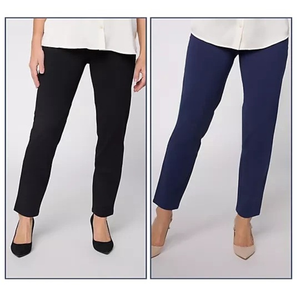 Women with Control Tall Set of 2 86/14 Slim Leg Pants Navy/Black, Tall X-Large